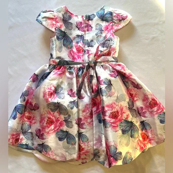 Rare Editions Floral and Butterfly Dress with Pink and Blue Accents - Picture 5 of 7